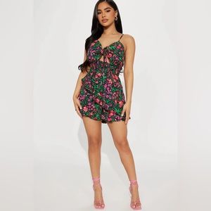 Fashion Nova Nadja Tie Front Floral Romper